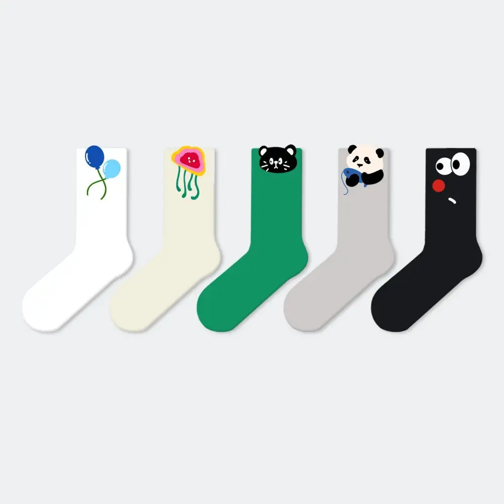 Whimsical Cartoon Cotton Crew Socks
