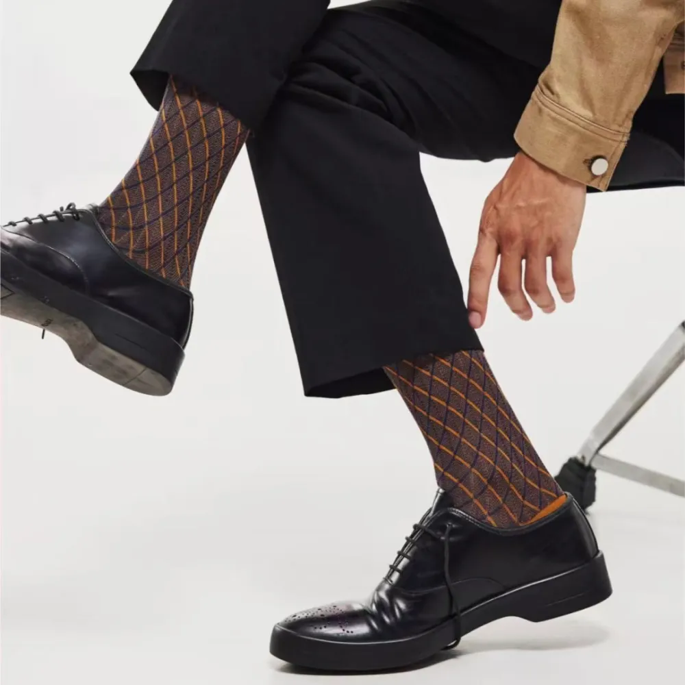 Mercerized Cotton Argyle Dress Socks