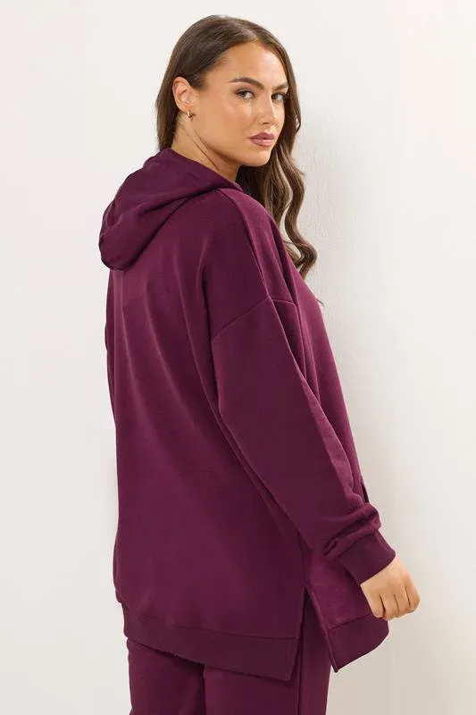 Burgundy Red Pocket Front Hoodie