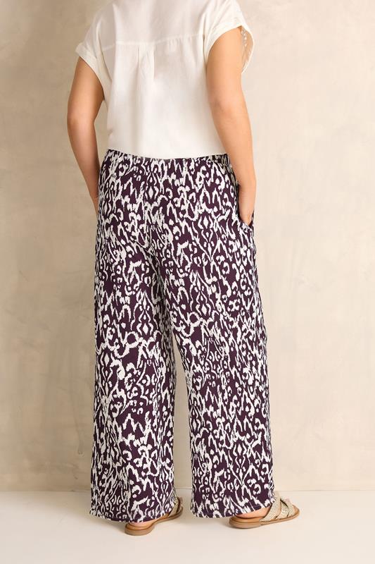 Berry Red Ikat Print Shirred Waist Trousers detail 3