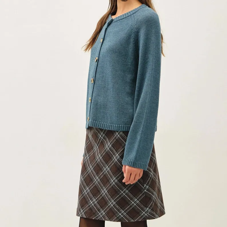 Crewneck Raglan Sleeve Cardigan