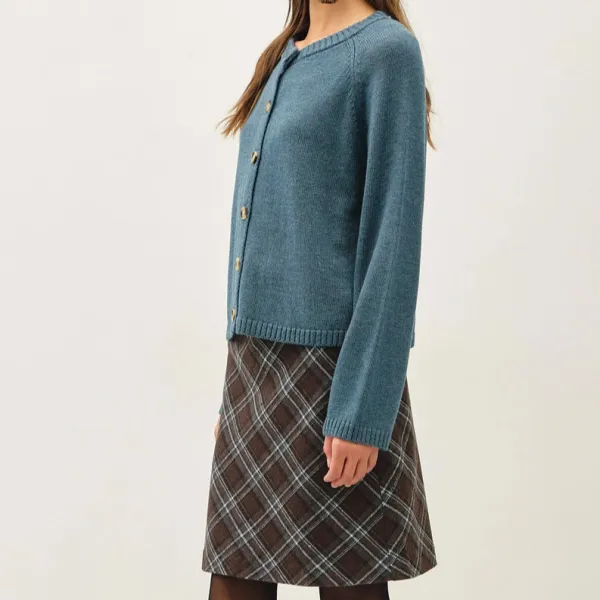 Crewneck Raglan Sleeve Cardigan