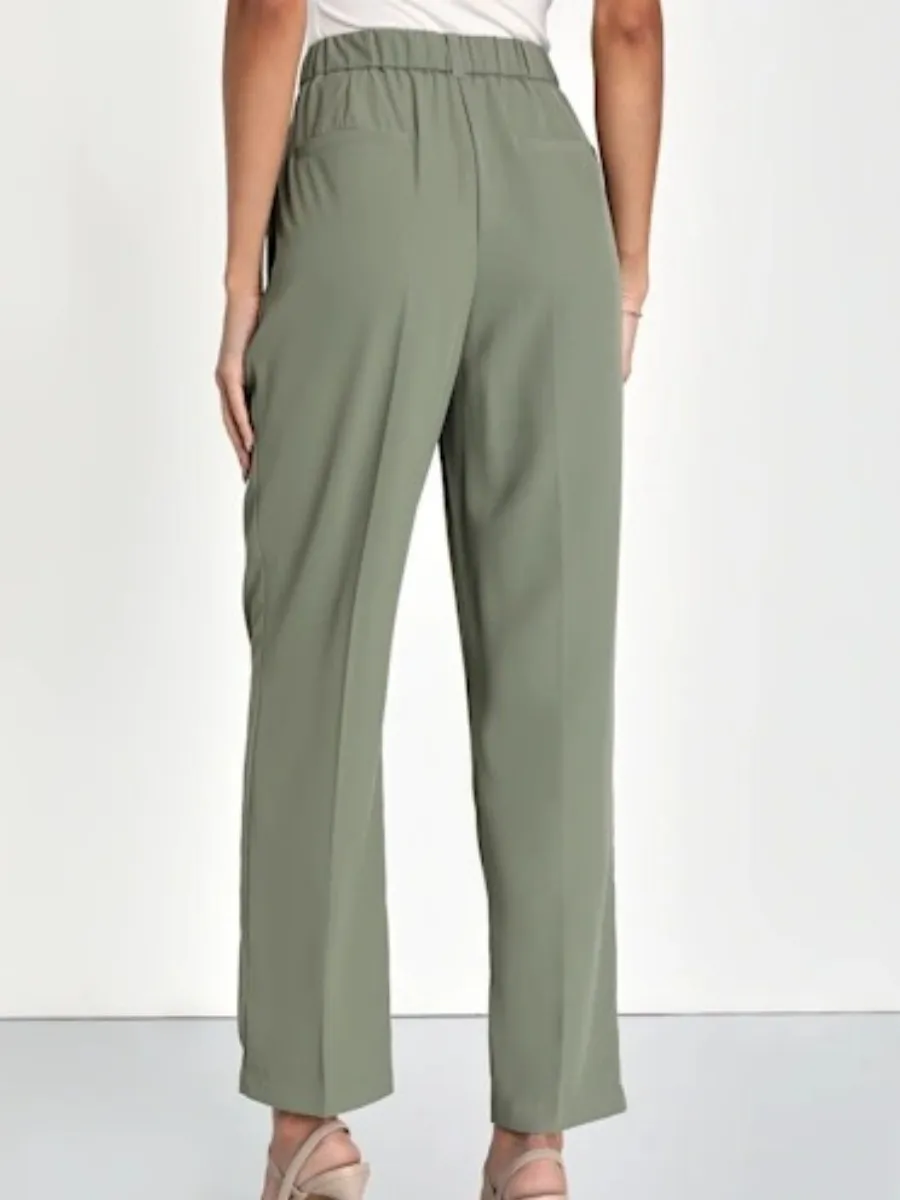 Pleated Straight Leg Pants