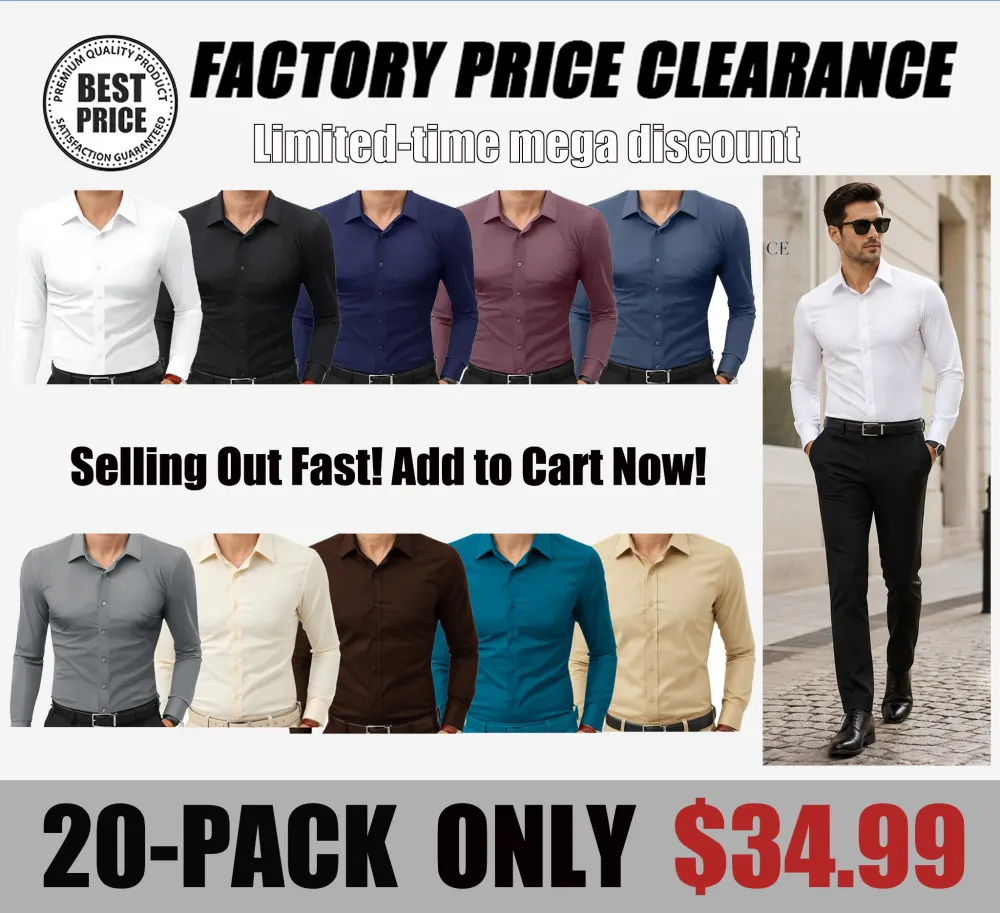 Gentle Dress Shirts 16-Way Stretch Slim Fit Long Sleeve Button Down Business Casual Shirts Wrinkle Free Traveler Shirts Top Menswear