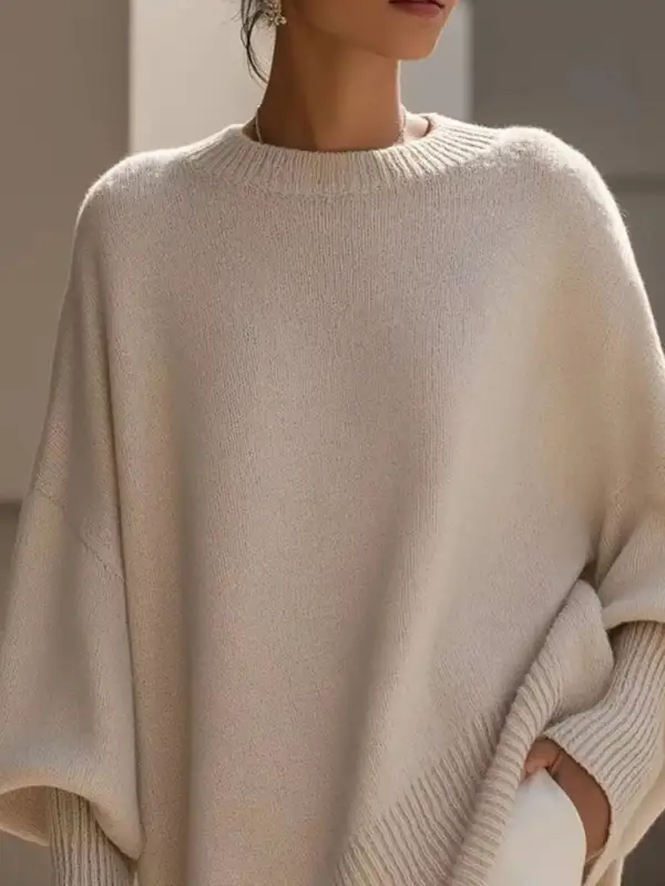 Ribbed Batwing Sleeve Oversized Sweater