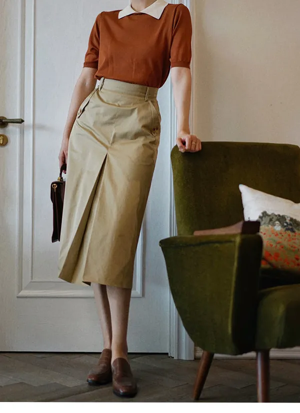 Simple Utility Everyday Casual Cotton Skirt