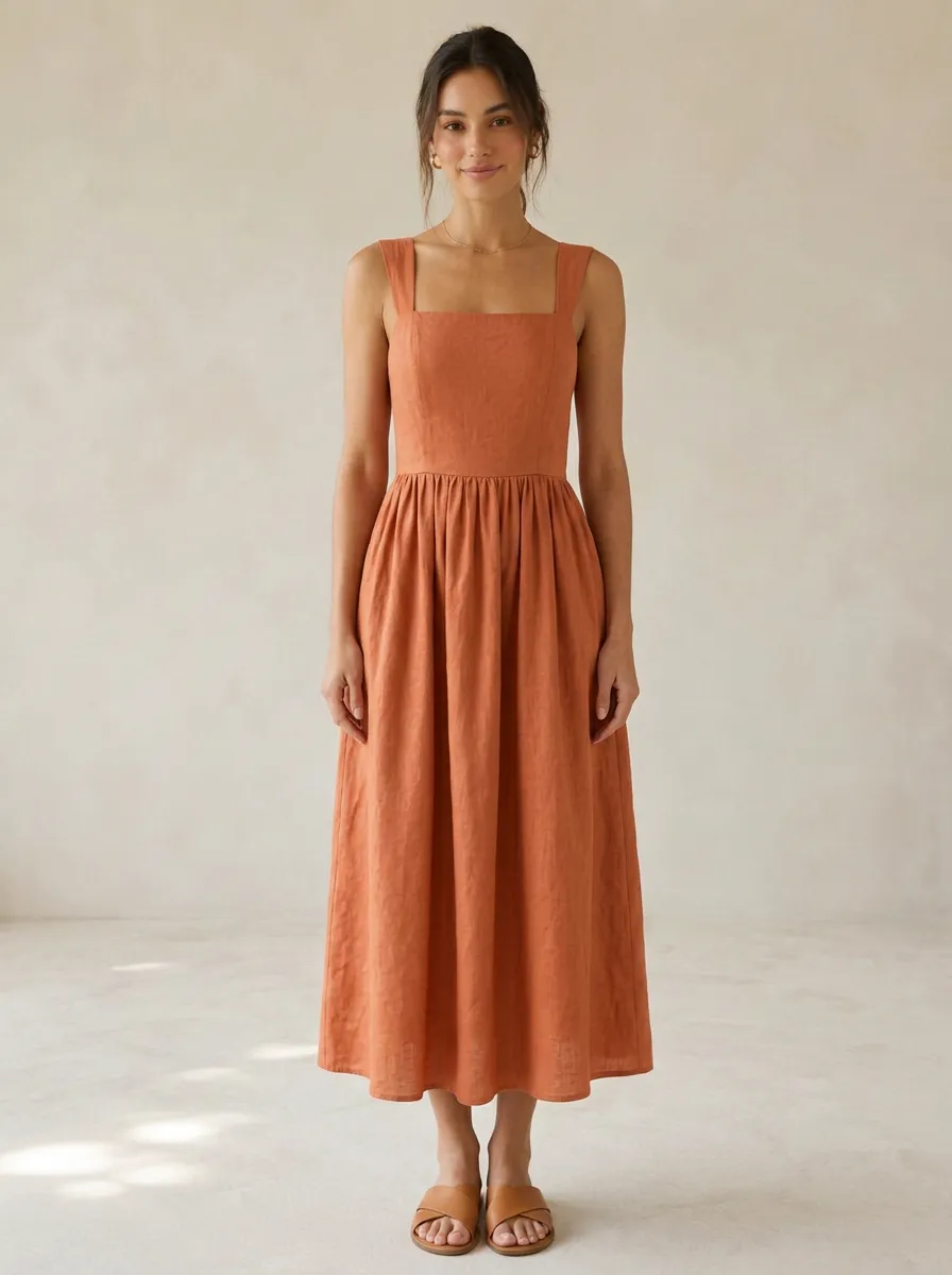 Women's Weekend Casual Tie-Back Linen Backless Dress