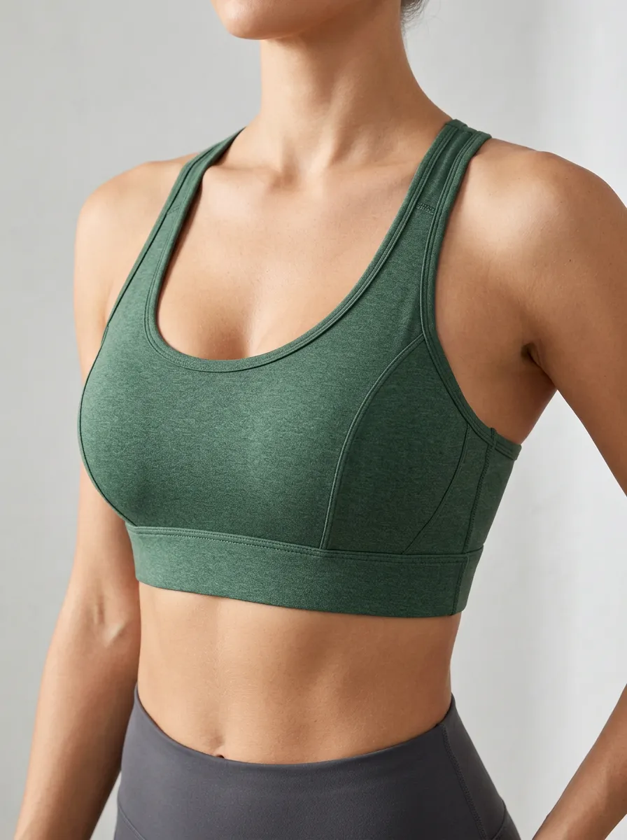 Women's Modern Scoop Neck Racerback Zip Front Sports Bra