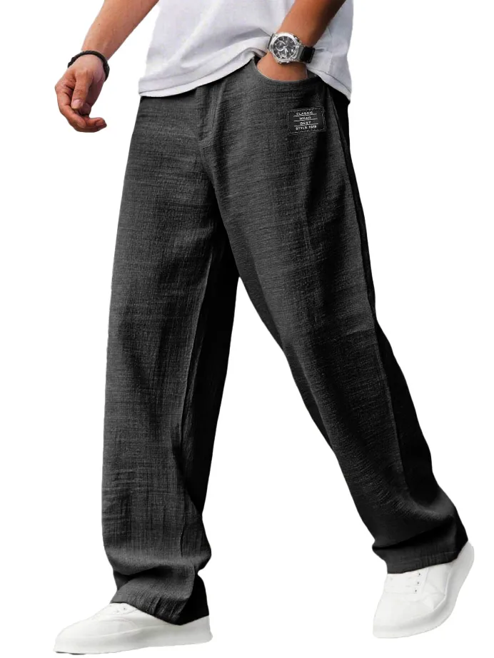 Linen Blend Drawstring Trousers