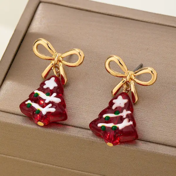 Christmas Tree Bow Drop arrings