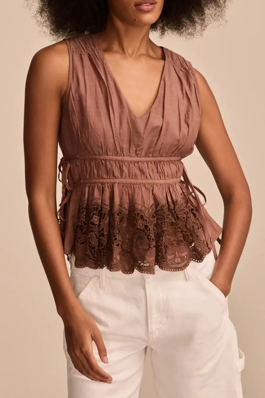 Lace Ruched Tank Top