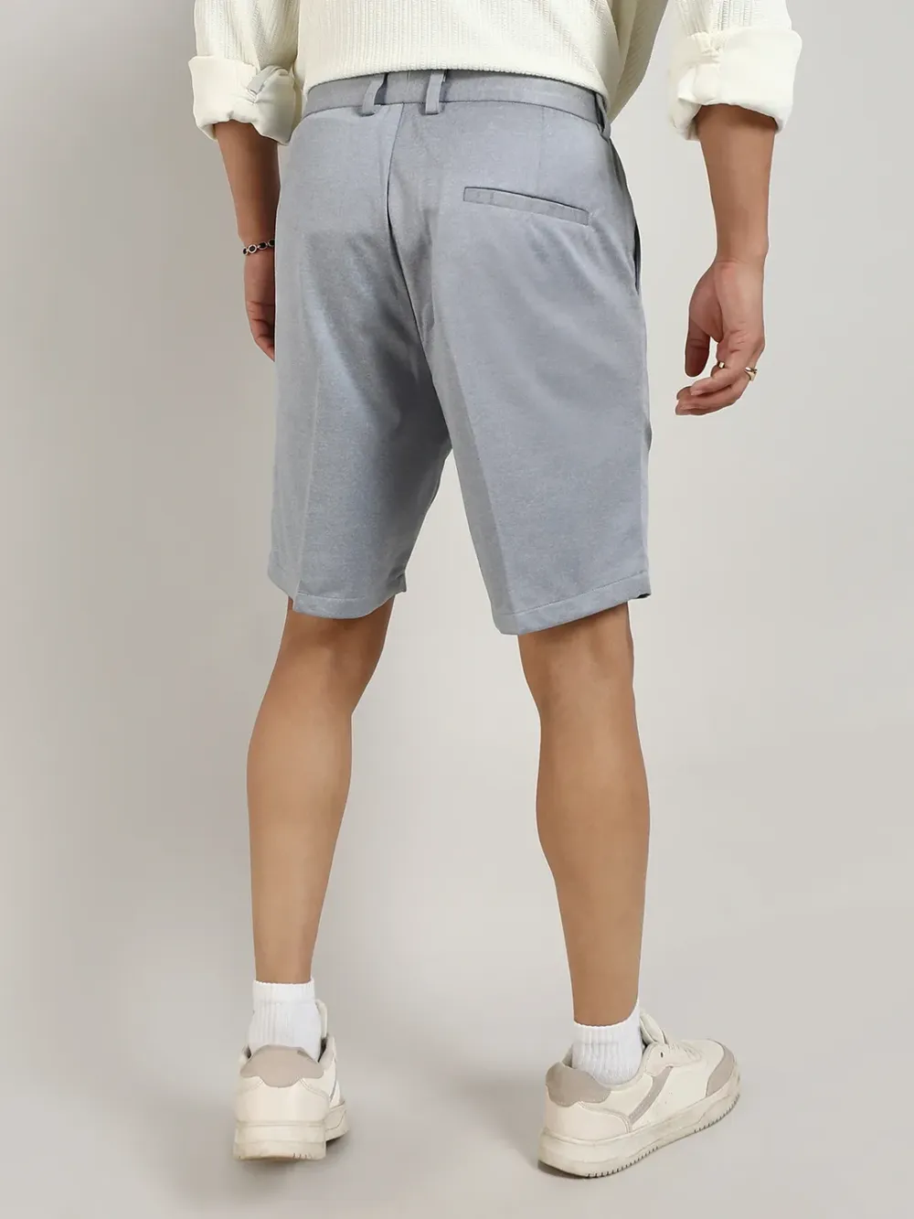Casual Style Grey Straight-Fit Shorts