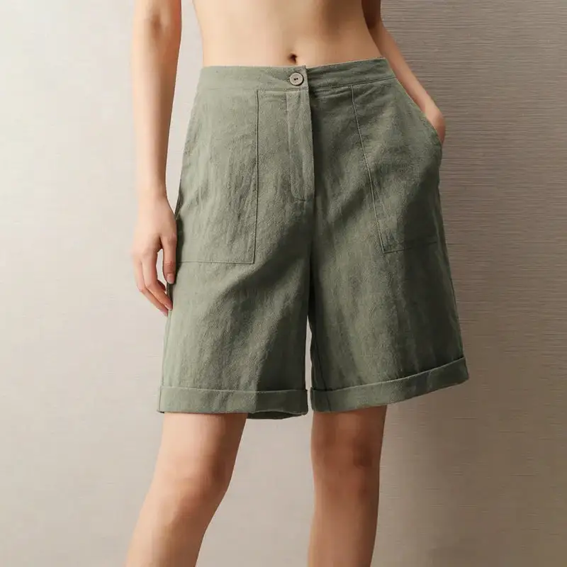 Women's Linen Relaxed Fit Bermuda Shorts