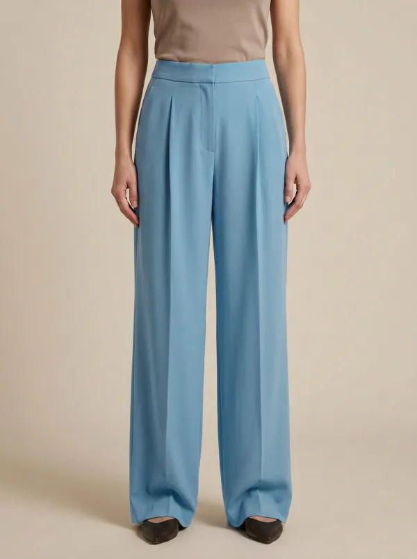 Contemporary Pleated High Rise Wide Leg Pants