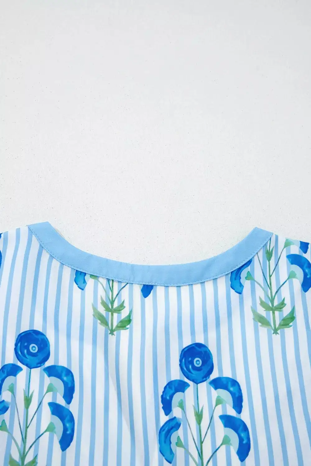 Floral Striped Split Neck Mini Dress