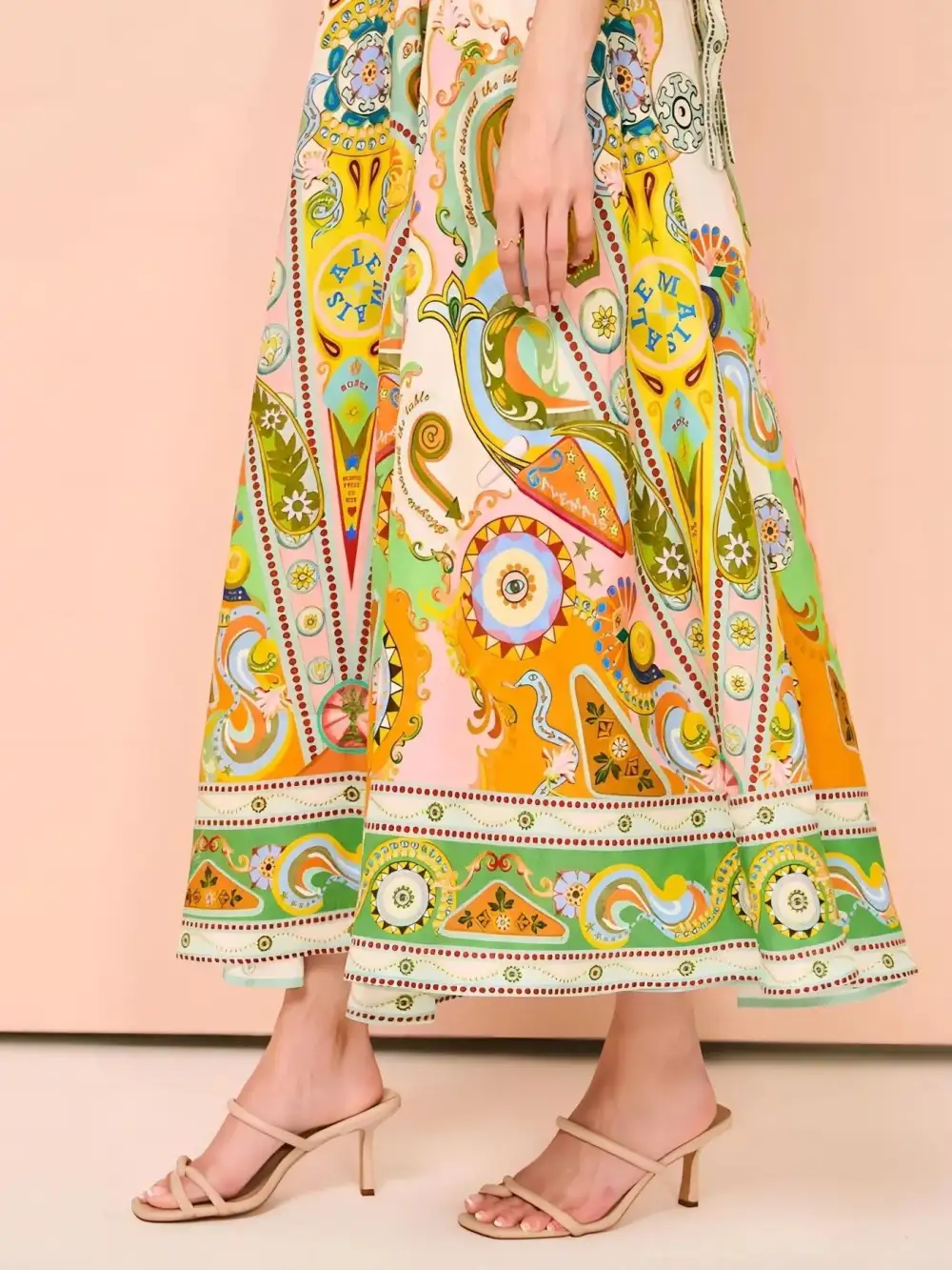 Paisley Printed Square Neck Dress