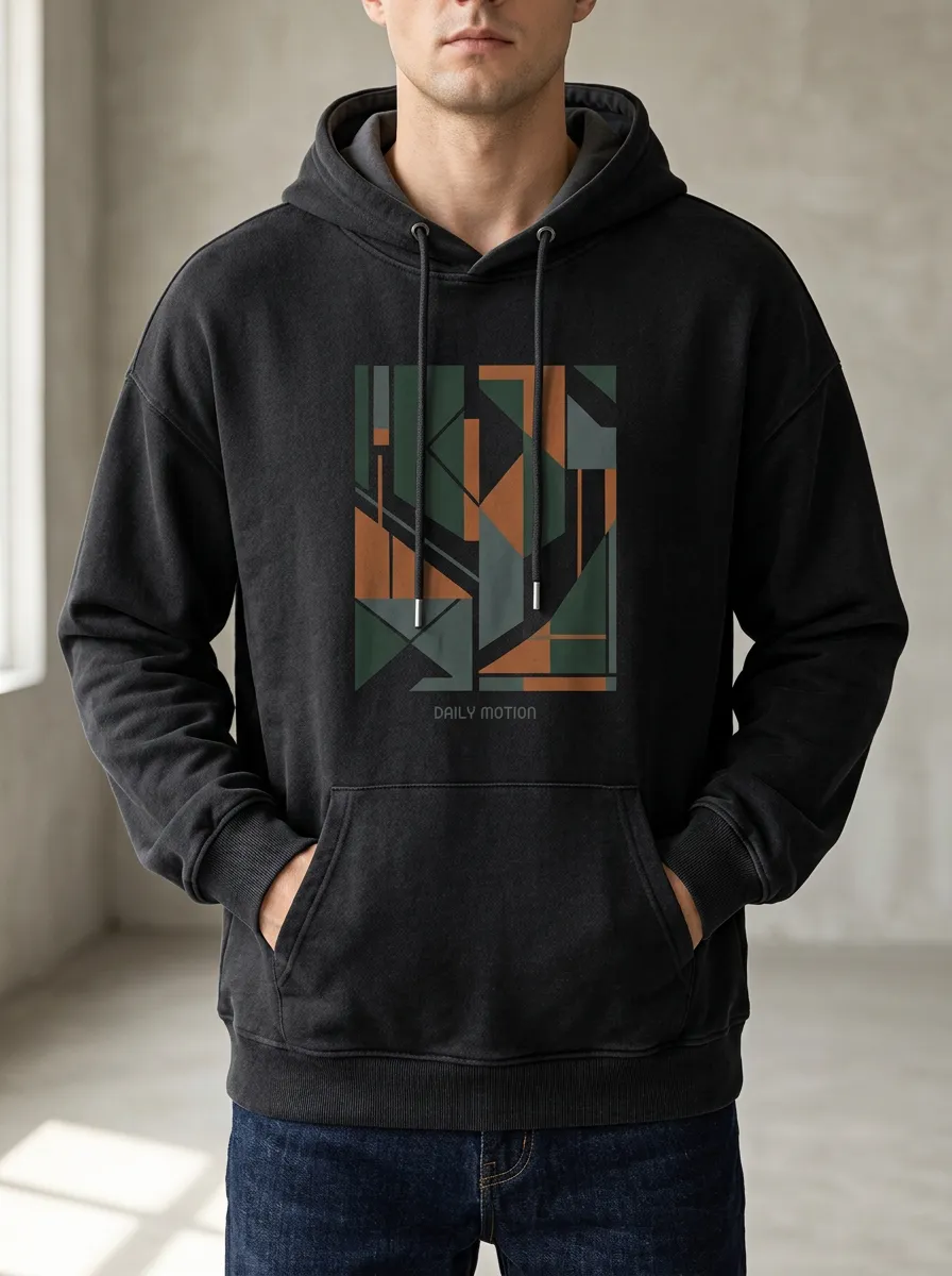 Men's Abstract Geometric Daily Motion Print Hoodie