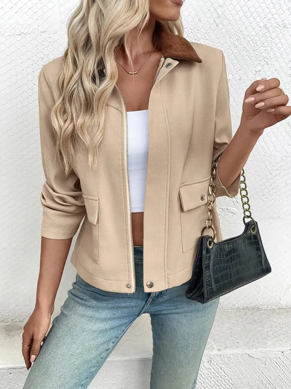 Casual Zip-Up Pocketed Jacket