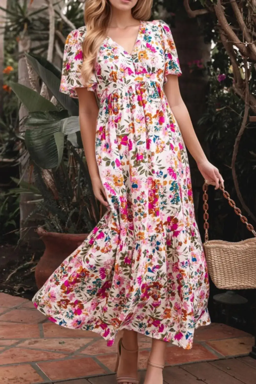 Pocket Detail Floral Dress