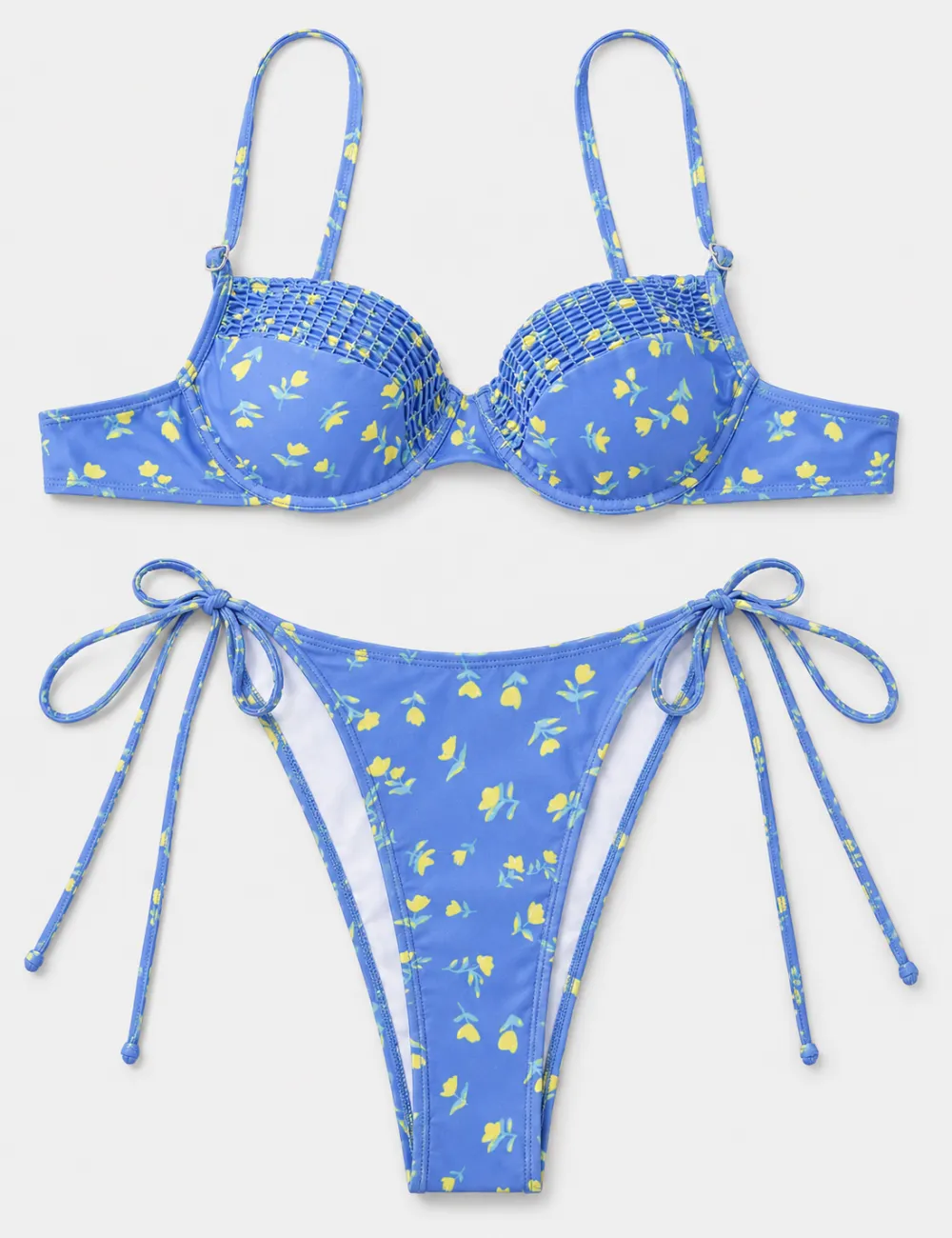 Smocked Balconette Piece Bikini Set