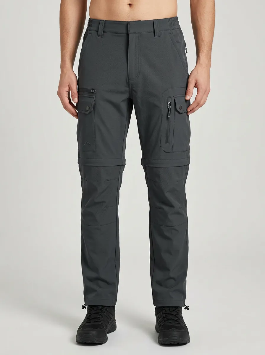 Men's Expedition Travel Multi-Pocket Waterproof Zip-Off Tactical Cargo Pants