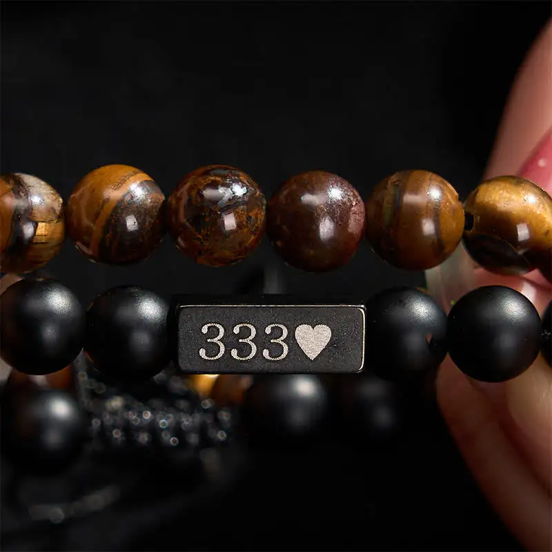 Frosted Stone Tiger Eye Angel Number Cure Bracelet