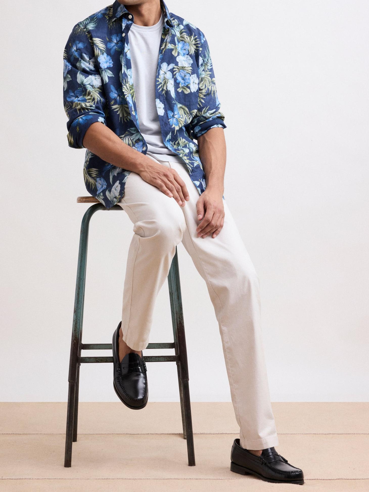 Casual Soft And Comfortable Light Blue Print Shirt