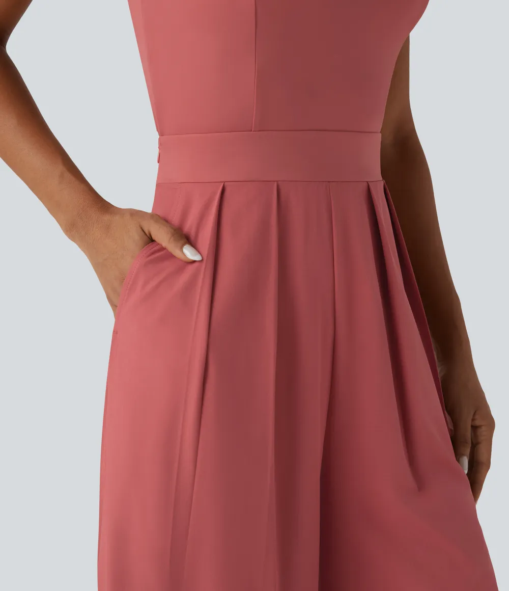 Breezeful Wide Leg Quick Dry Casual Slip Jumpsuit with Pockets-Easy Peezy Edition