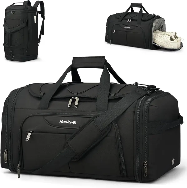 Hanke Expandable Carry On Duffle Bag for Travel 45L-55L Grey