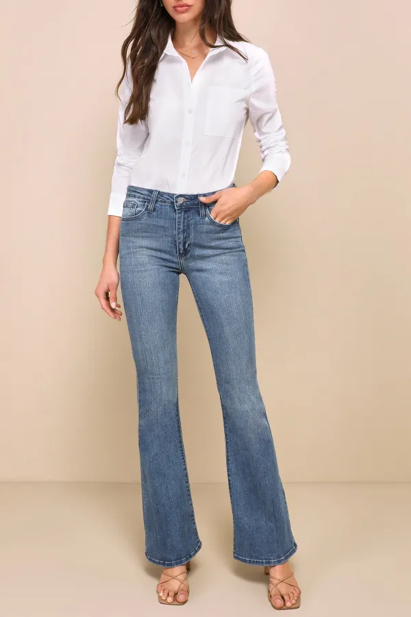 Daily Medium Wash High-Rise Flare Jeans