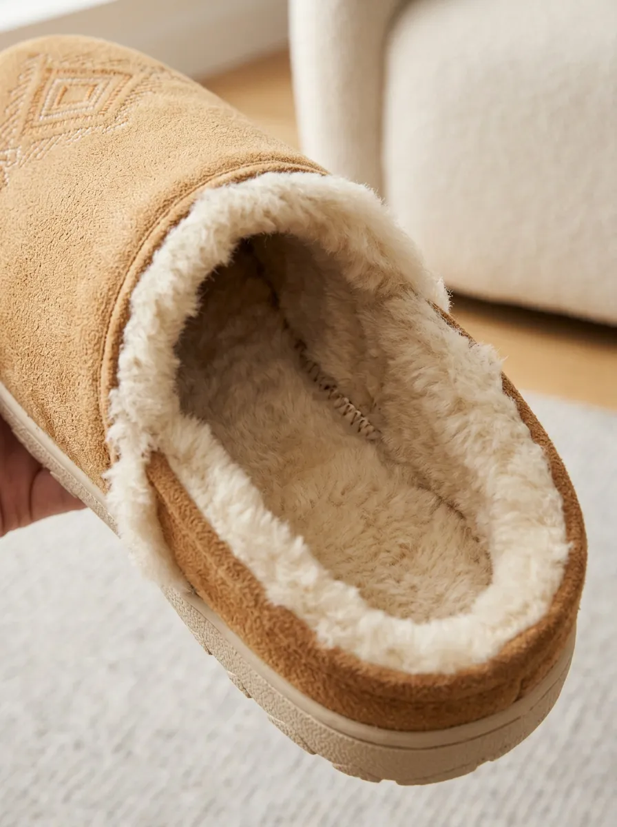 Everyday Geometric Faux Fur Lined Collection Unisex Warm Wool Shoes