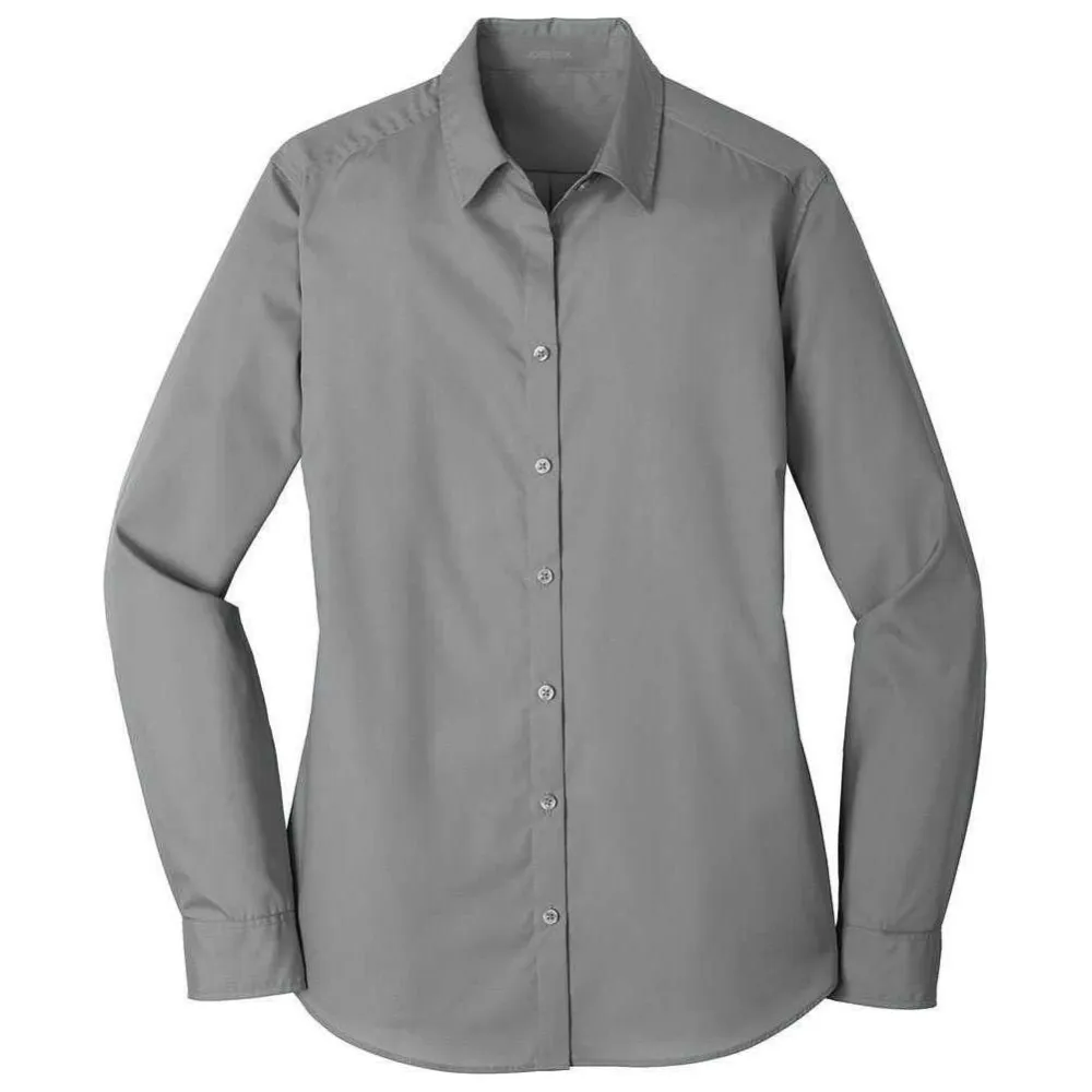 Women's Long-Sleeve Lightweight Cotton-Blend Poplin Shirt