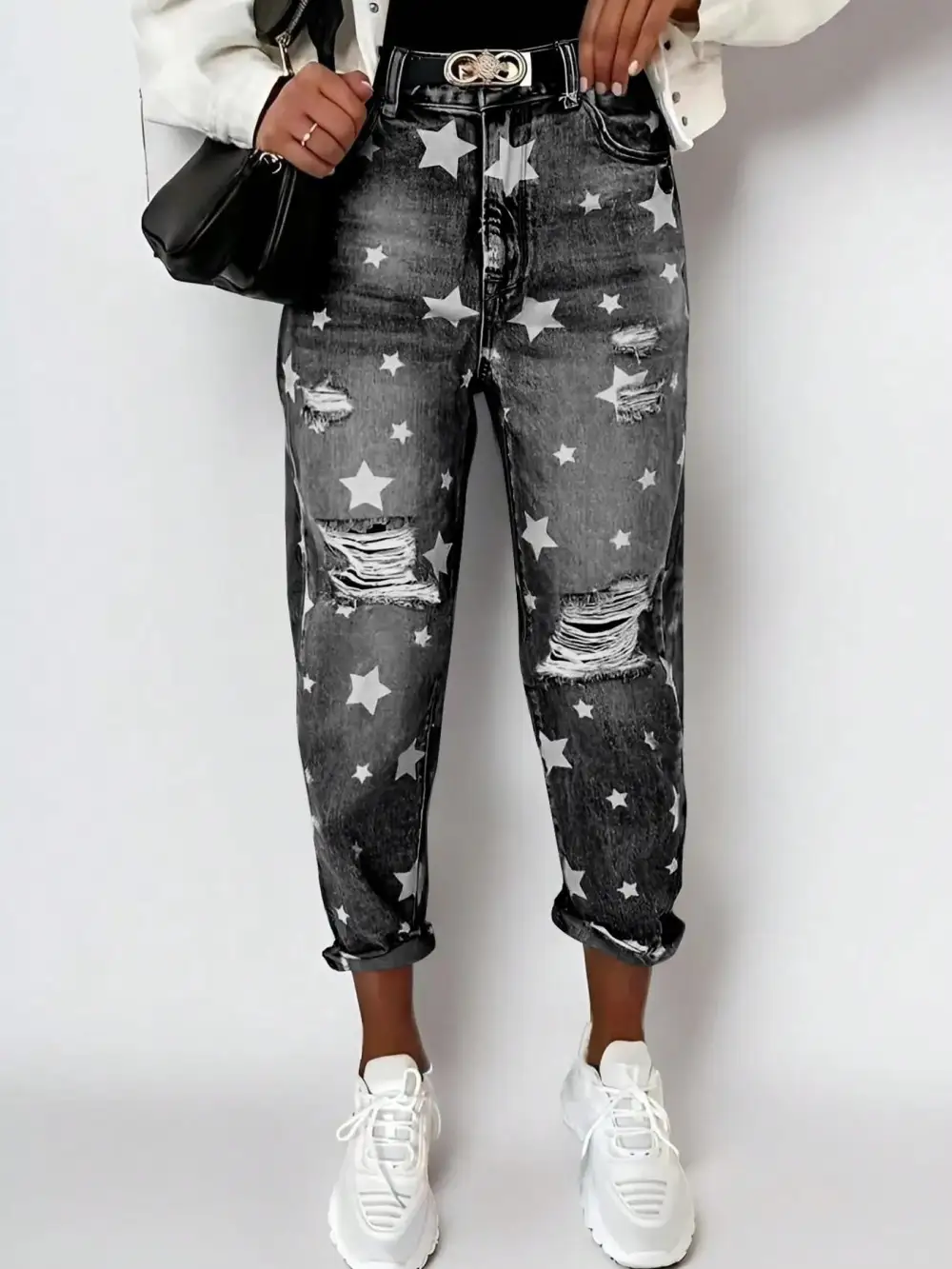 Modern High Waist Distressed Denim Jeans