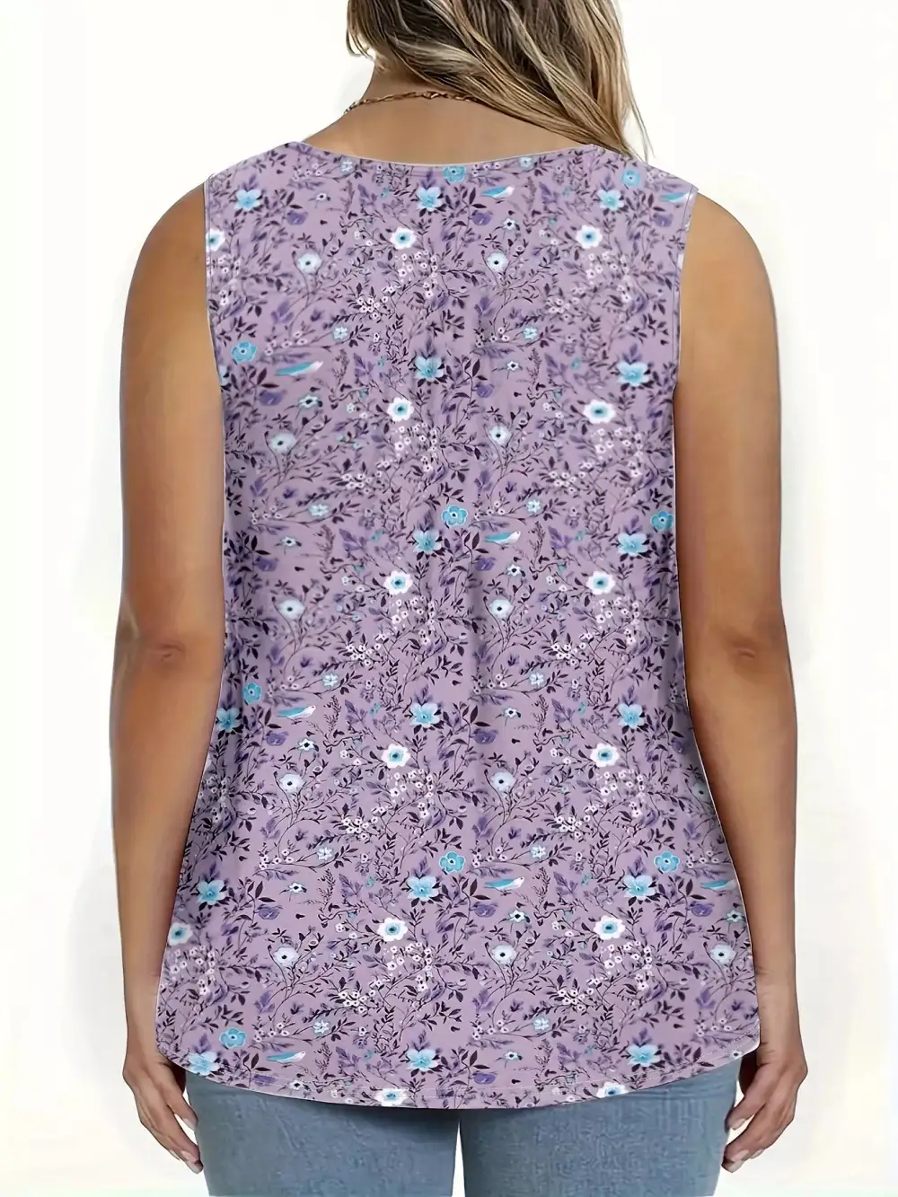 Full Size Button Detail Tank Plus Size