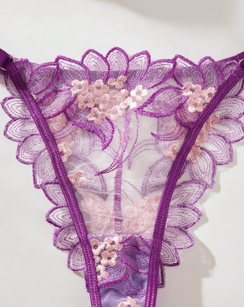 Embroidered Floral Lingerie Set