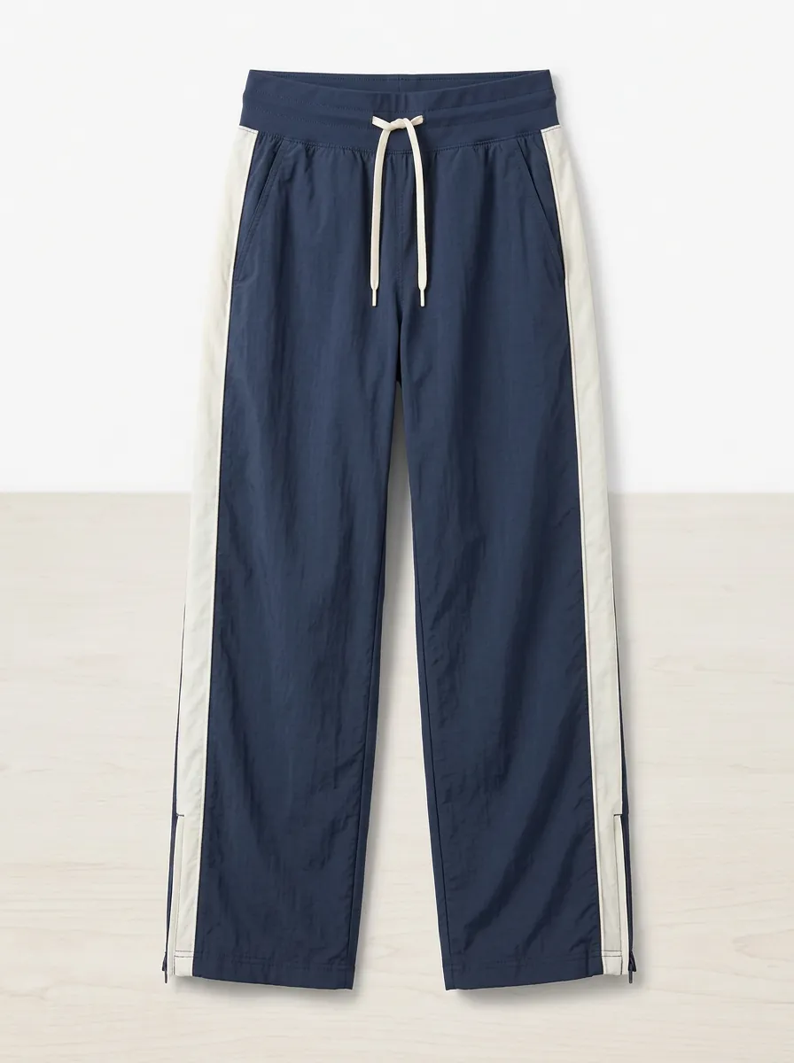 Women's Sporty Casual Navy White Side Stripe Printed Joggers