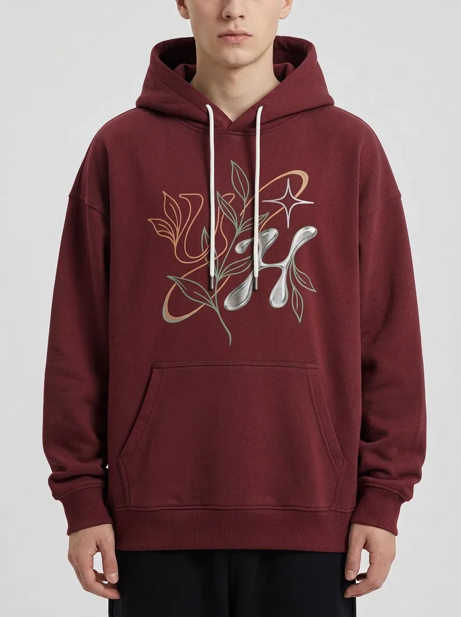 Unisex Abstract Floral Liquid Metal Hoodie