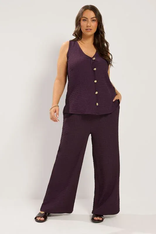 Purple Textured Waistcoat