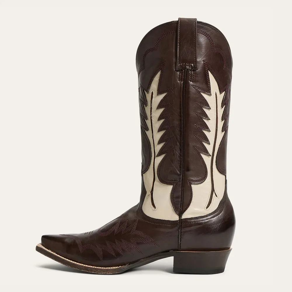 Classic Faux-Leather Embroidered Patchwork Snip-Toe Mid-Calf Boots
