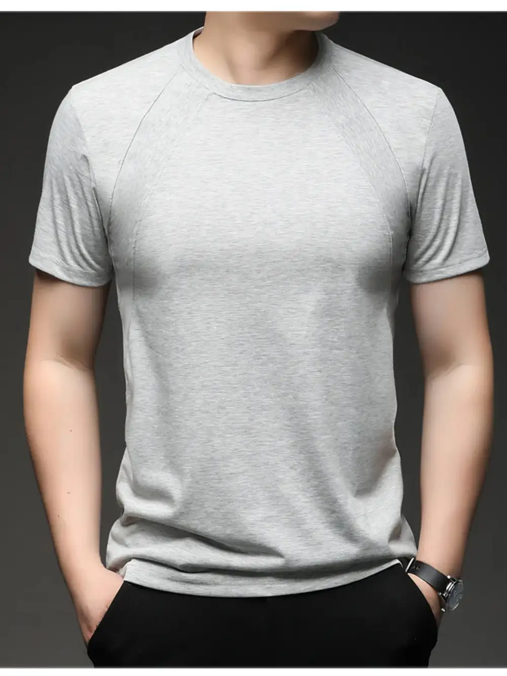 Polyester-Blend Round-Neck Short-Sleeve T-Shirt
