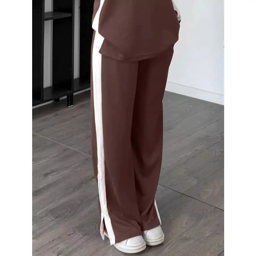 Everyday Contrast Round Neck Top and Pants Set
