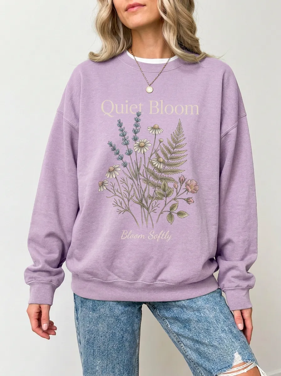 Women's Botanical Nature Quiet Bloom Graphic Sweatshirt
