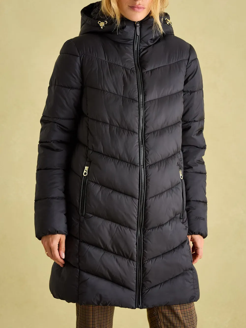 Black Mid Length Showerproof Padded Coat