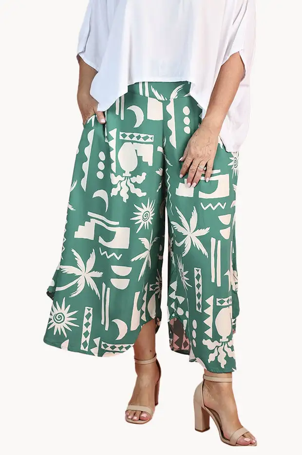 Wide Waist Pleated Pants