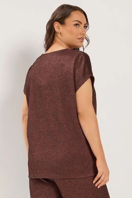 Chocolate Brown Textured Knit V-Neck Top