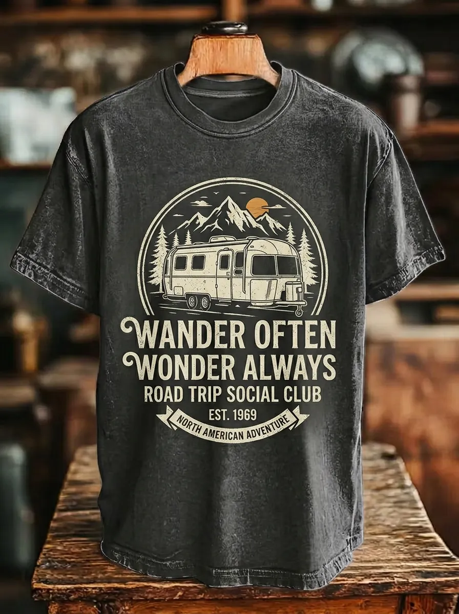 Unisex Camping Lover Wander Often Printed T-shirt