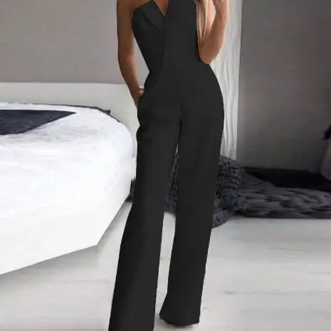 Soft V Neck Sleeveless Jumpsuit