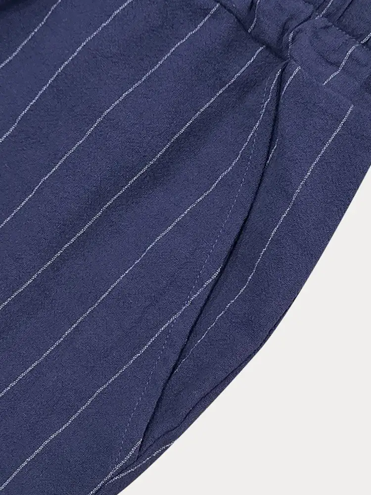 Comfort Cotton Stripe Shirt Shorts Set