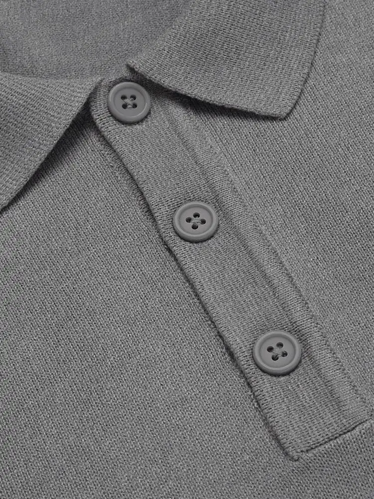 Quarter Button Textured Polo Shirt