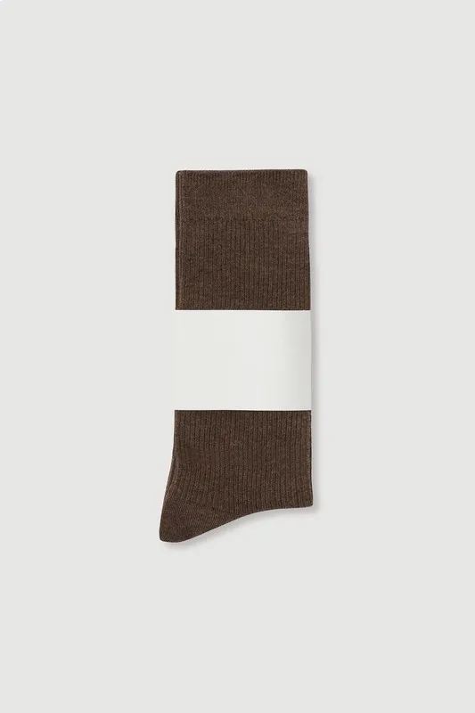 Brown Marled Crew Socks
